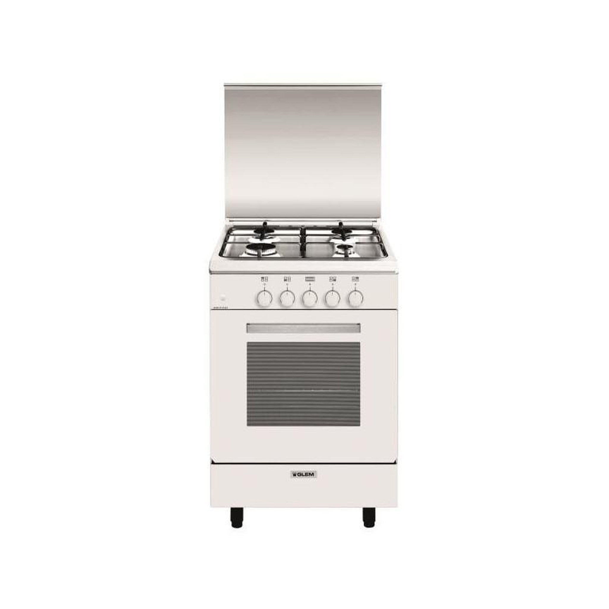 Voir la diapositive 3 : Glem Cuisinière gaz 60l 4 feux blanc - ga551gwh
