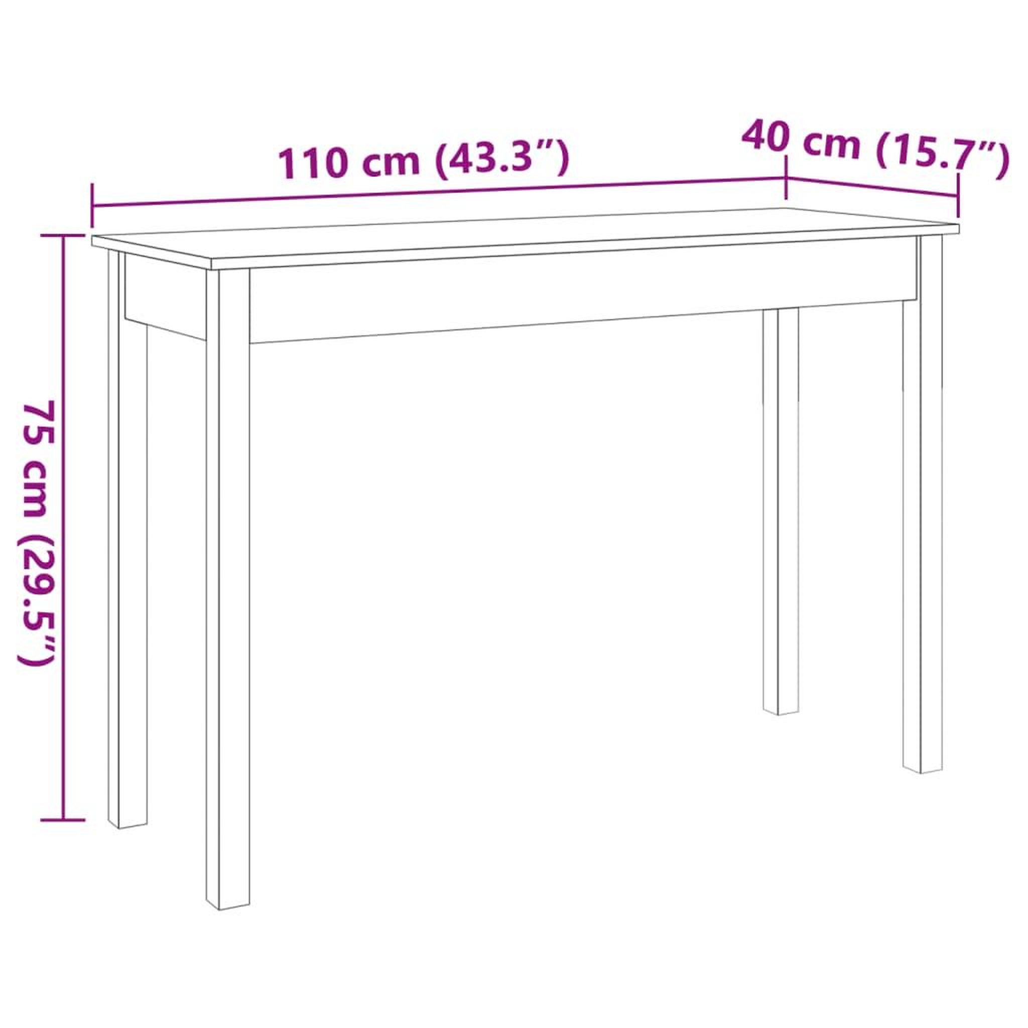 Voir la diapositive 6 : VIDAXL Table console marron miel 110x40x75 cm bois massif de pin