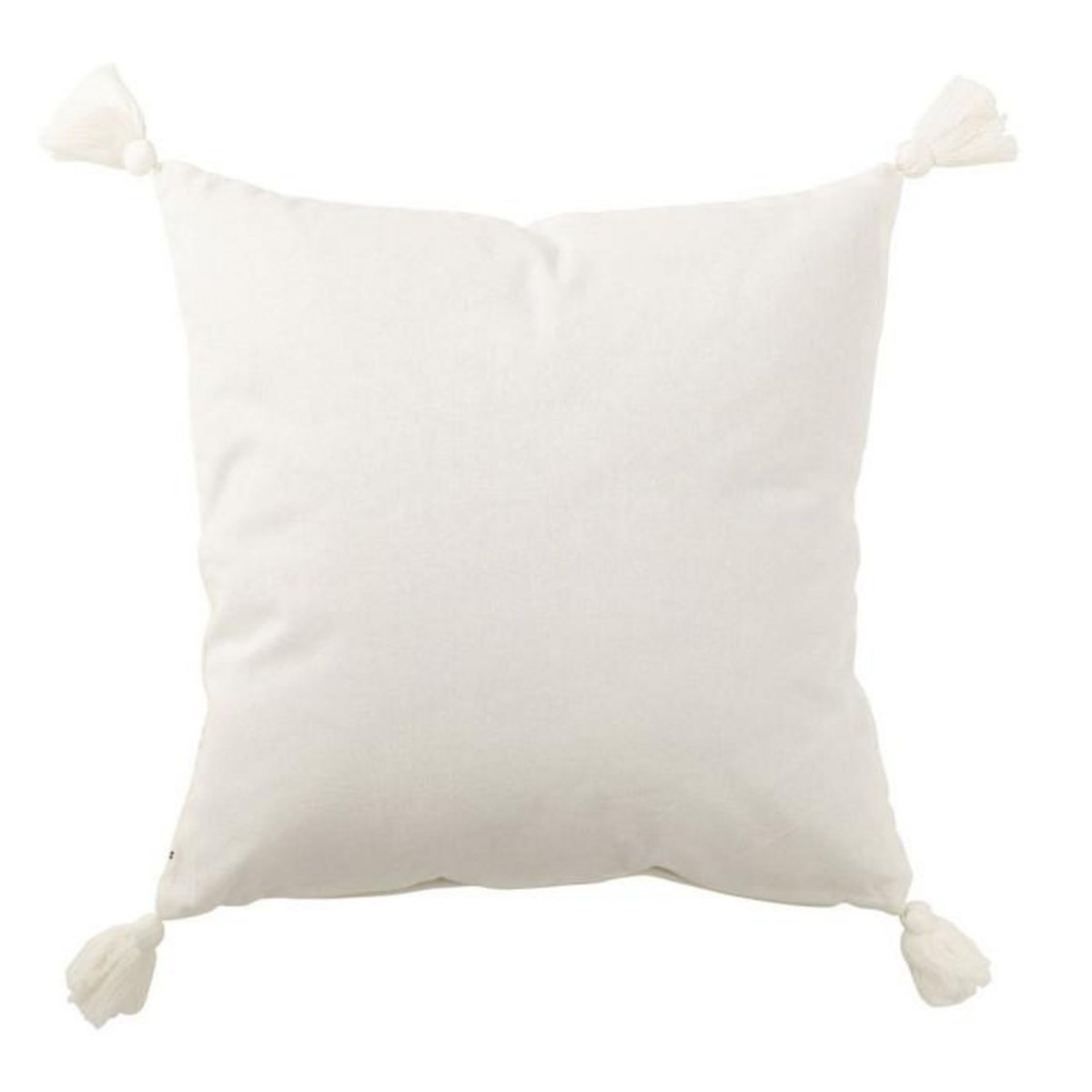 Paris Prix Coussin Déco Pompons  Iliana  50x50cm Blanc