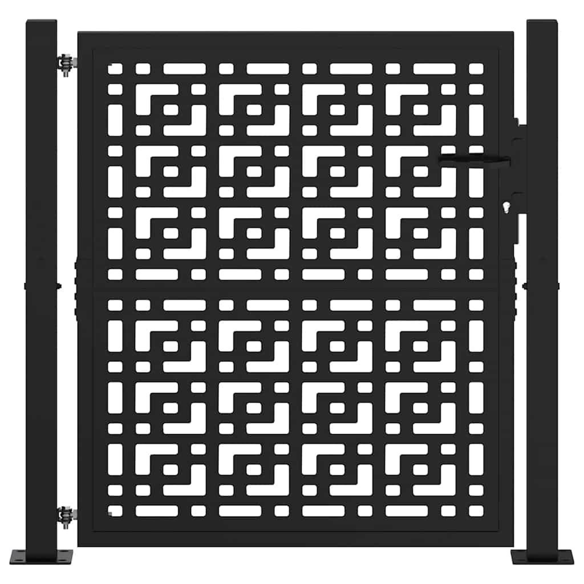 Voir la diapositive 3 : VIDAXL Portail de jardin noir 105x106 cm acier conception croisee