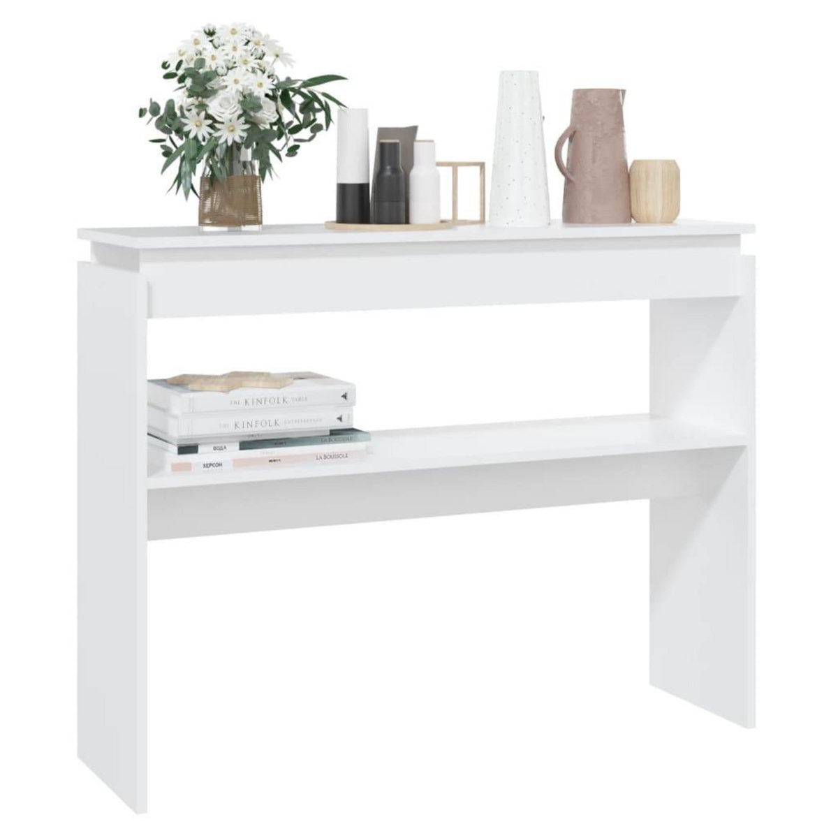 VIDAXL Table console blanc 102x30x80 cm bois d'ingenierie