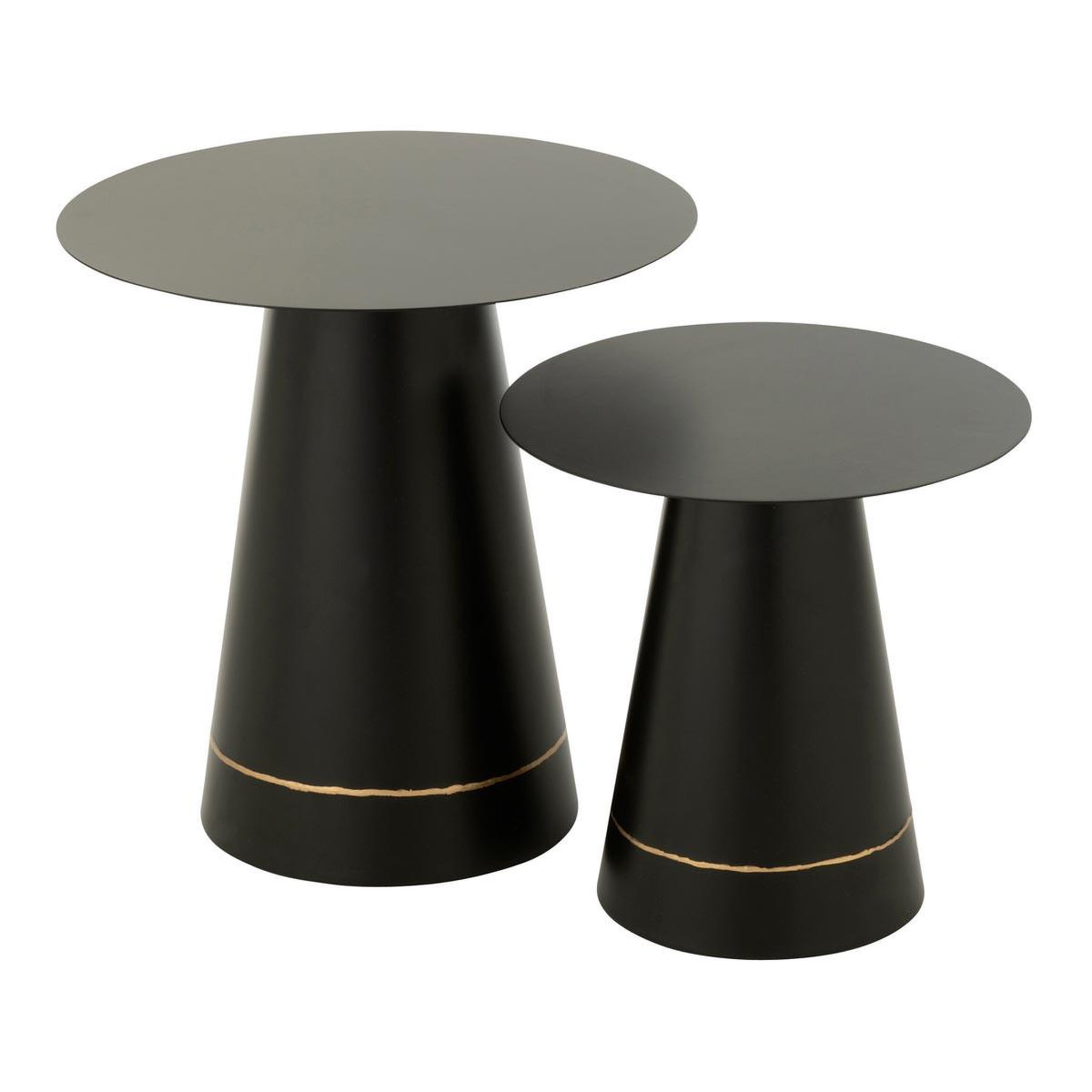 J-LINE Lot de 2 Tables d'Appoint en Métal  Border  50cm Noir