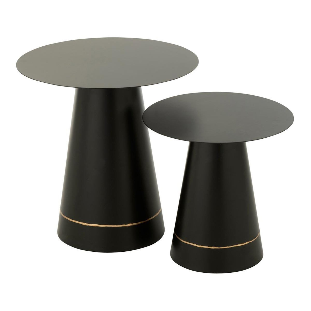 Paris Prix Lot de 2 Tables d'Appoint en Métal  Border  50cm Noir