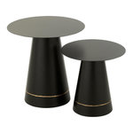 Paris Prix Lot de 2 Tables d'Appoint en Métal  Border  50cm Noir