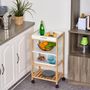 Voir la diapositive 2 : HOMCOM HOMCOM Chariot de service desserte de cuisine à roulettes 3 étagères + plateau amovible bois de pin MDF blanc