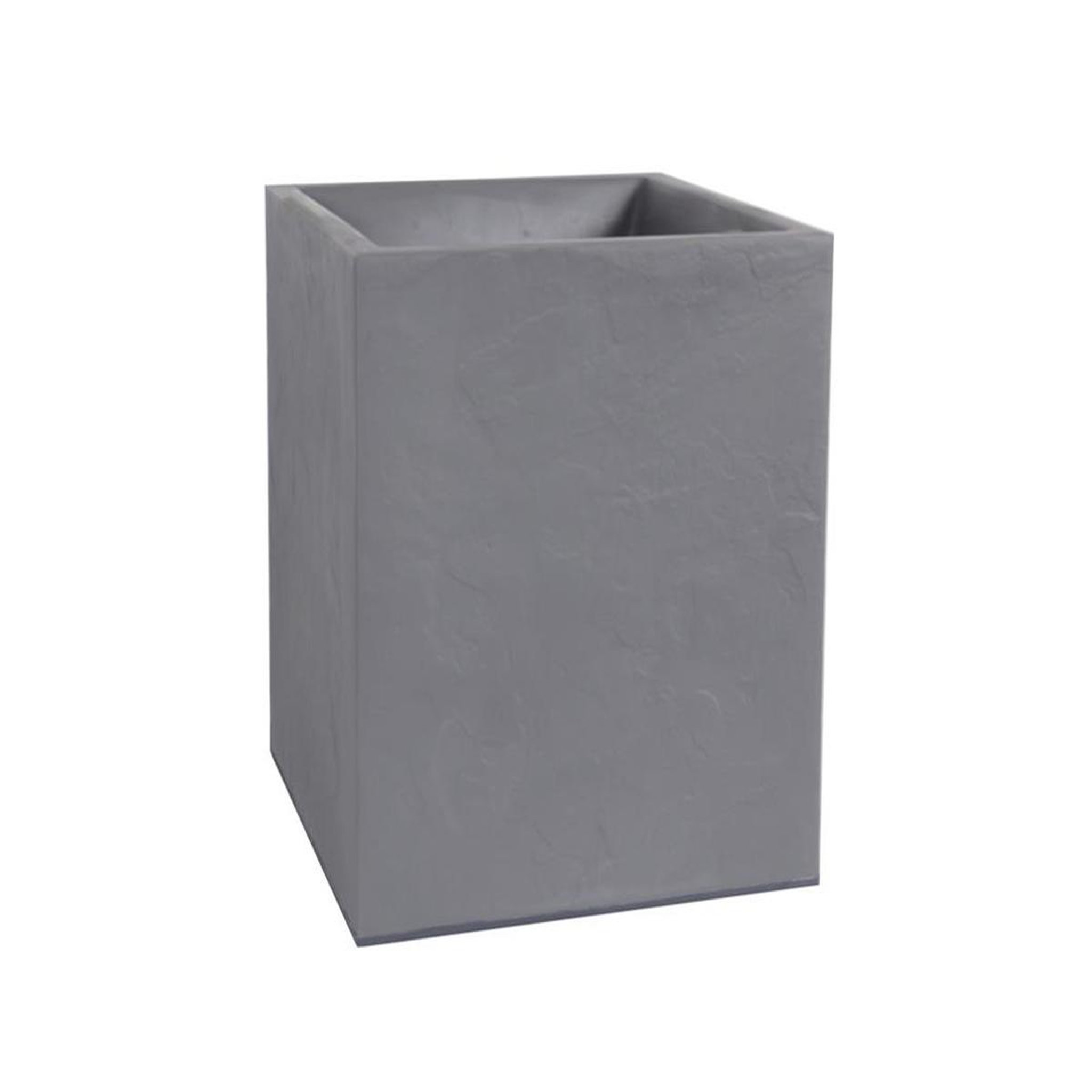 Voir la diapositive 1 : Eda Jardinière carrée Volcania effet pierre 39,5 x 39,5 x 43,5 cm - 31 L - Gris galet - Eda