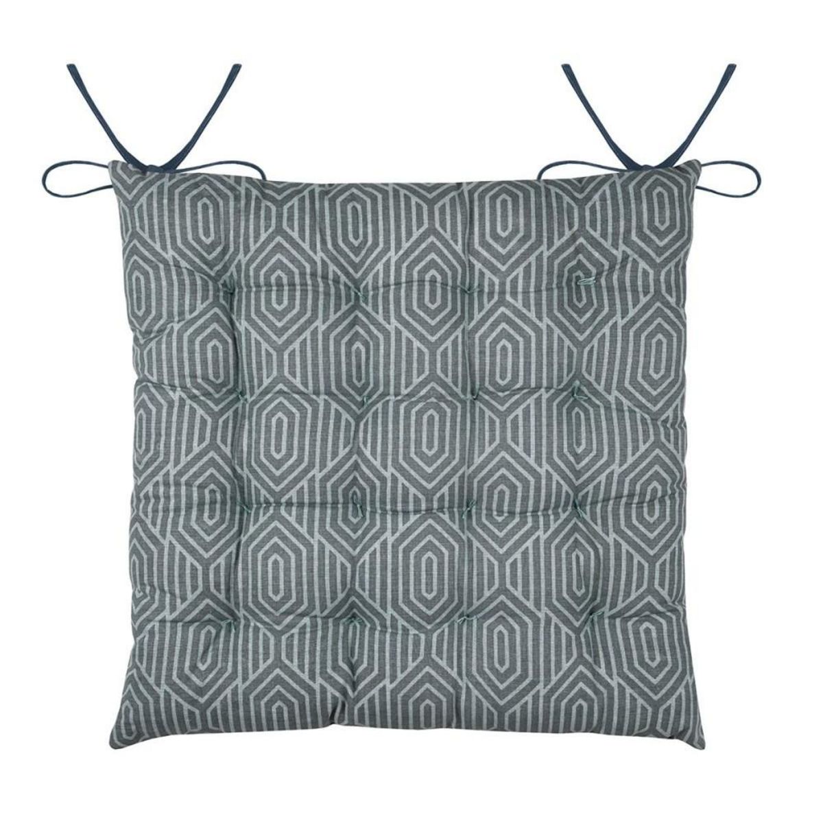 Lovely Casa Lot de 4 galettes de chaise 16 points 38x38 Houston bleu coton