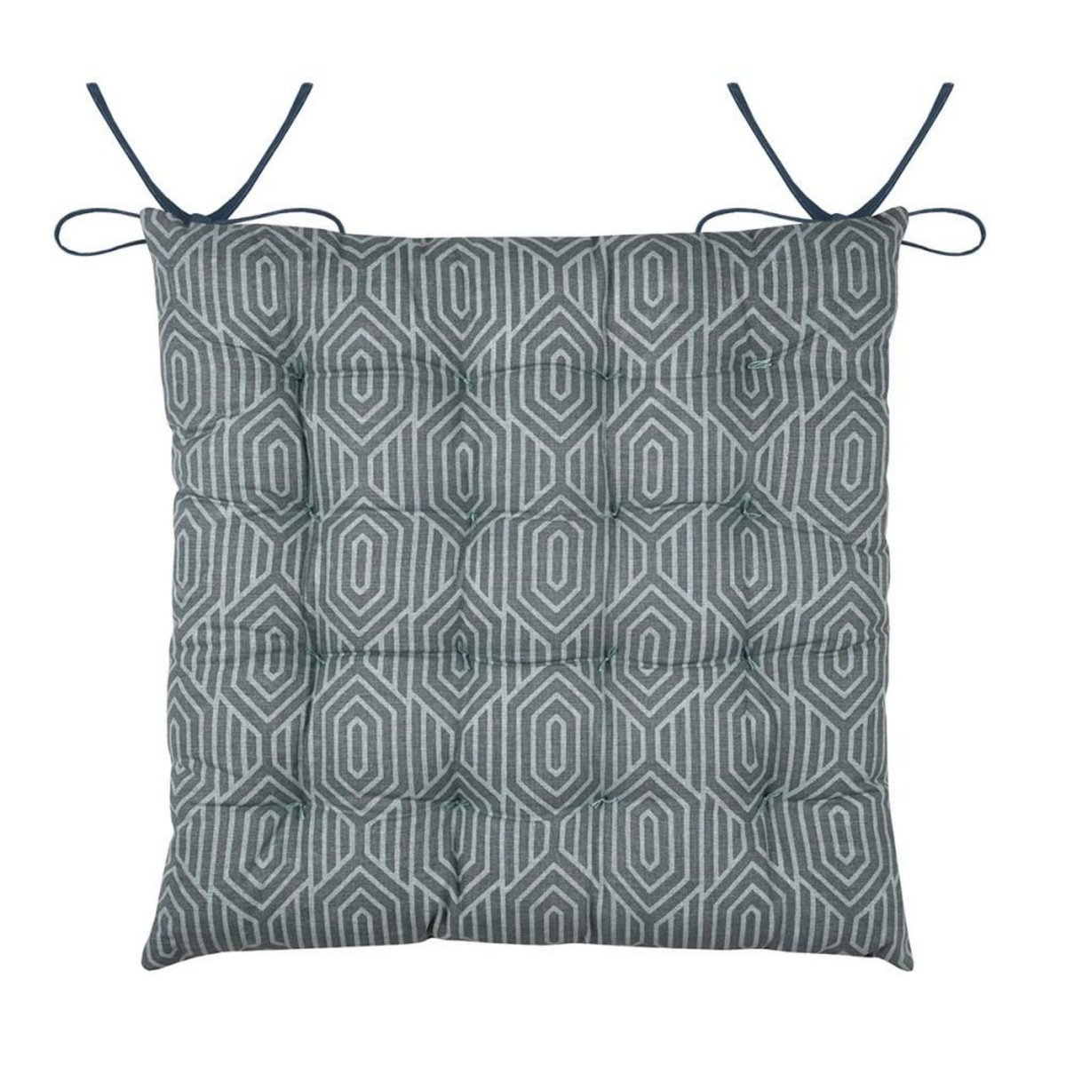 Lovely Casa Lot de 4 galettes de chaise 16 points 38x38 Houston bleu coton