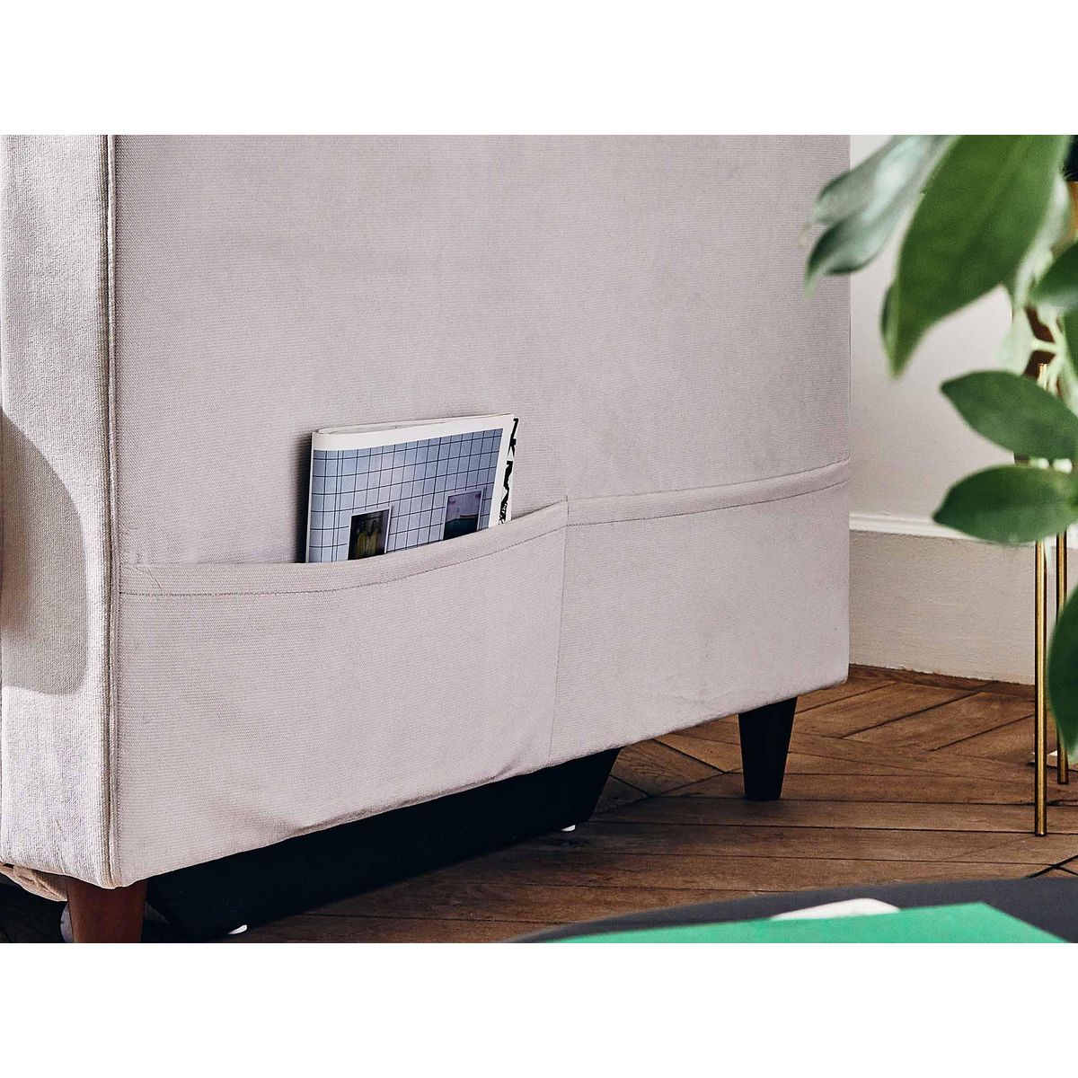 LISA DESIGN Anna - canapé droit 3 places convertible avec poche en velours