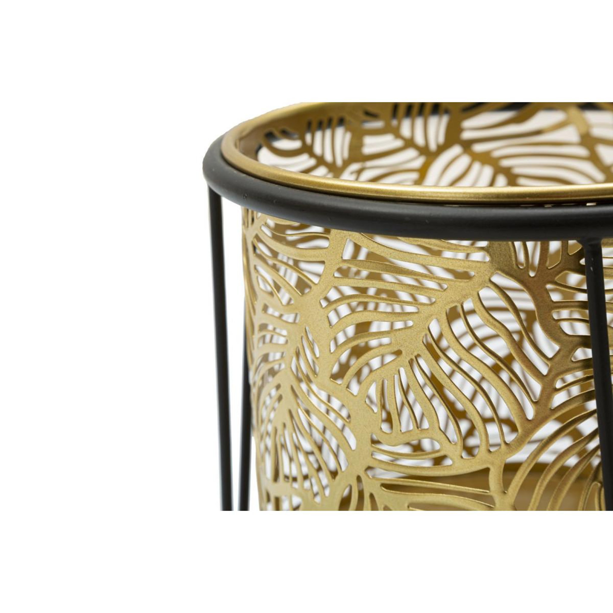 Voir la diapositive 4 : Paris Prix Lot de 2 cache-pots sur pied  leavy  40cm or & noir