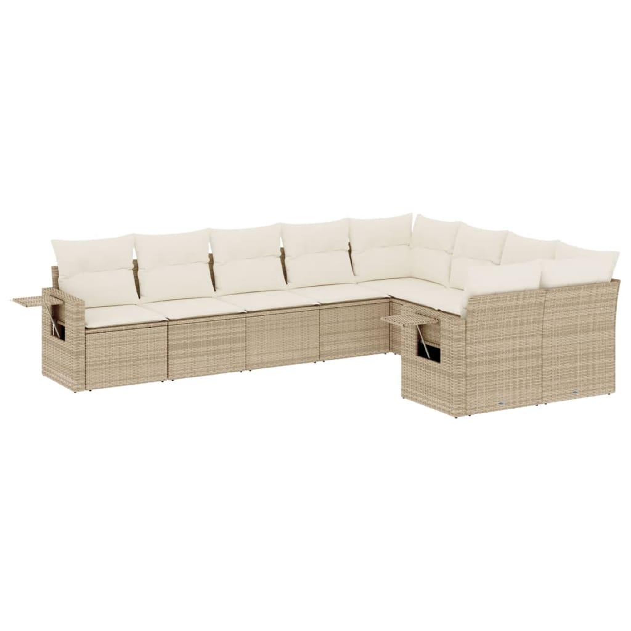 Voir la diapositive 2 : VIDAXL Salon de jardin avec coussins 9 pcs beige resine tressee