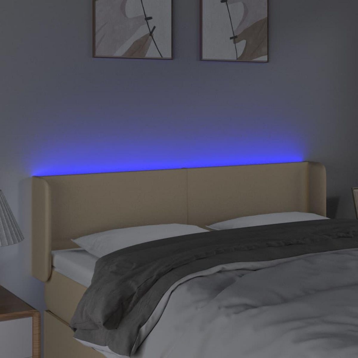 VIDAXL Tete de lit a LED Creme 147x16x78/88 cm Tissu