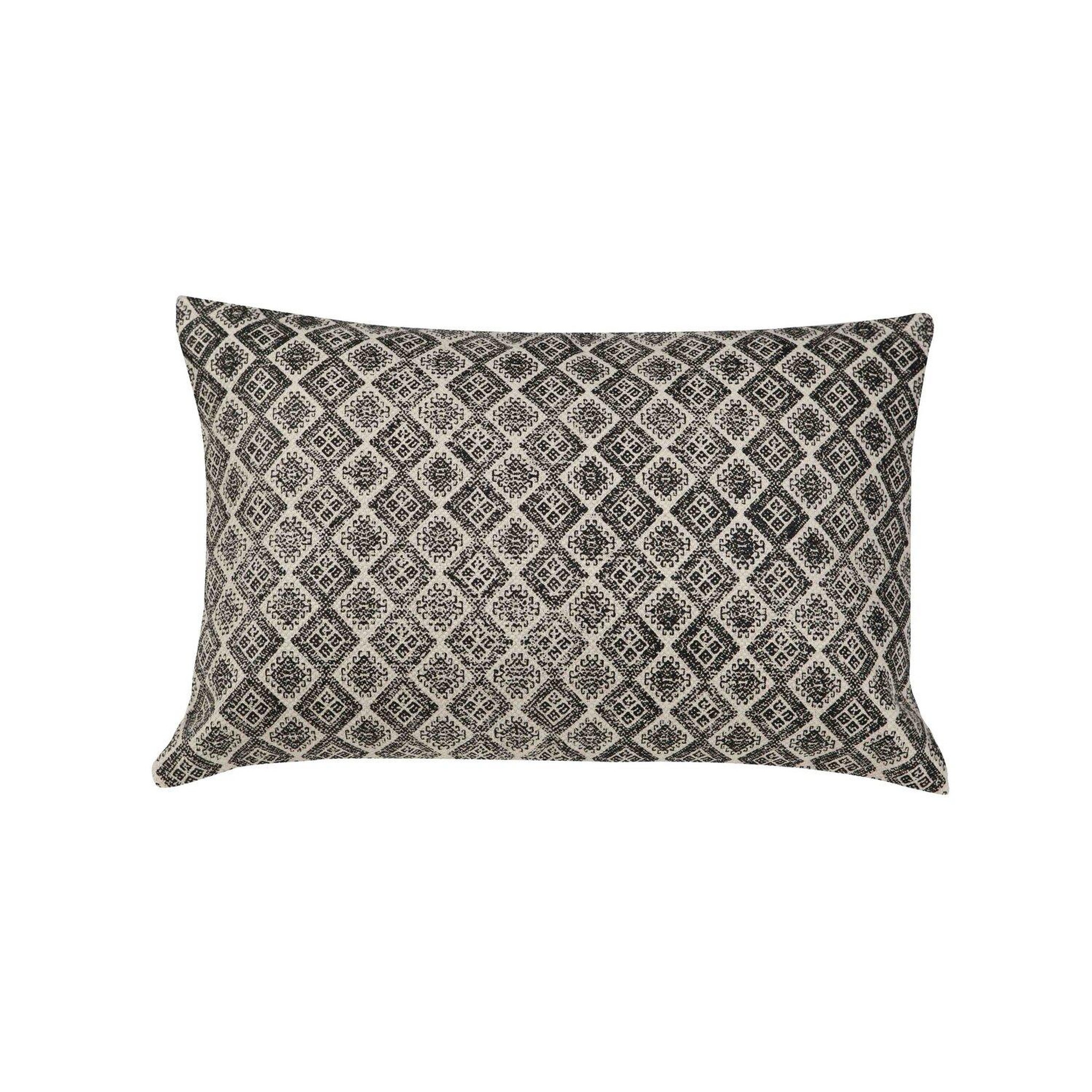 Voir la diapositive 1 : Les Ateliers du Linge Coussin décoratif imprimé en coton avec pompons