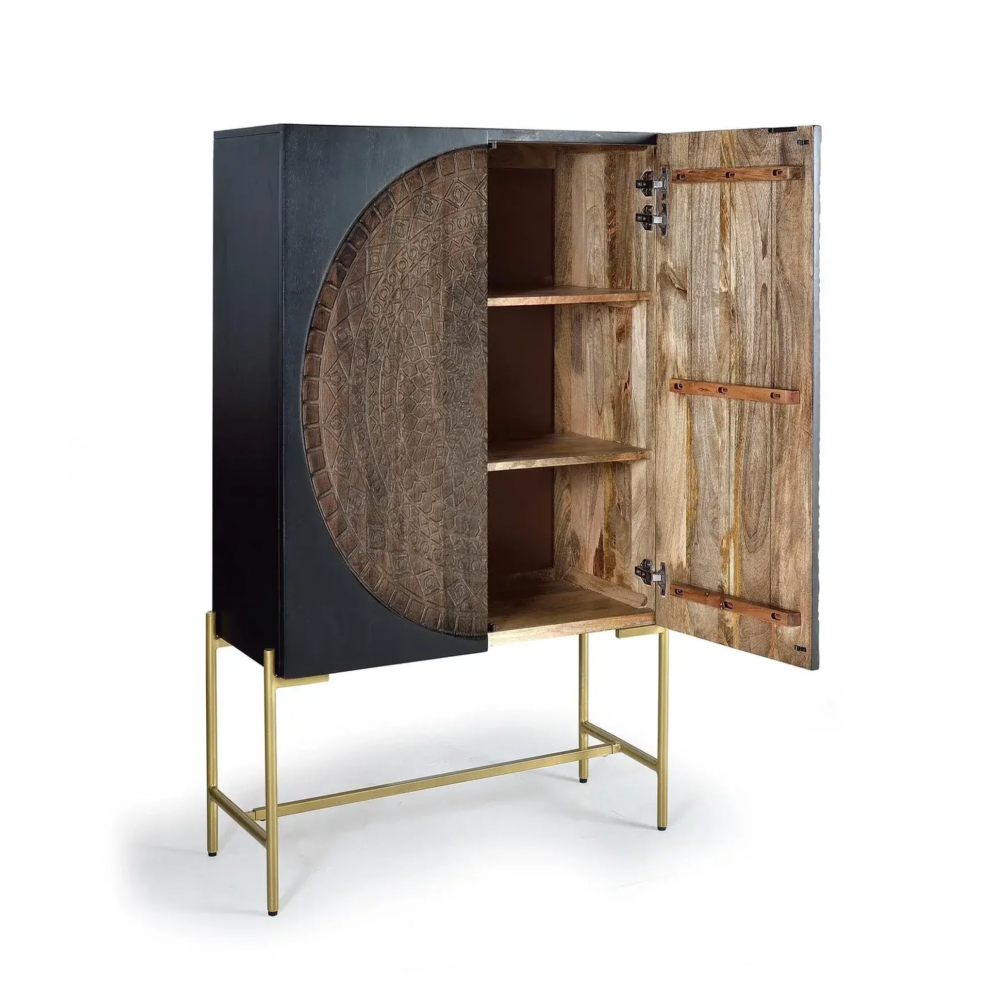 Voir la diapositive 3 : GINER Y COLOMER SL Vaisselier en bois de manguier 100 cm style rustique ethnique