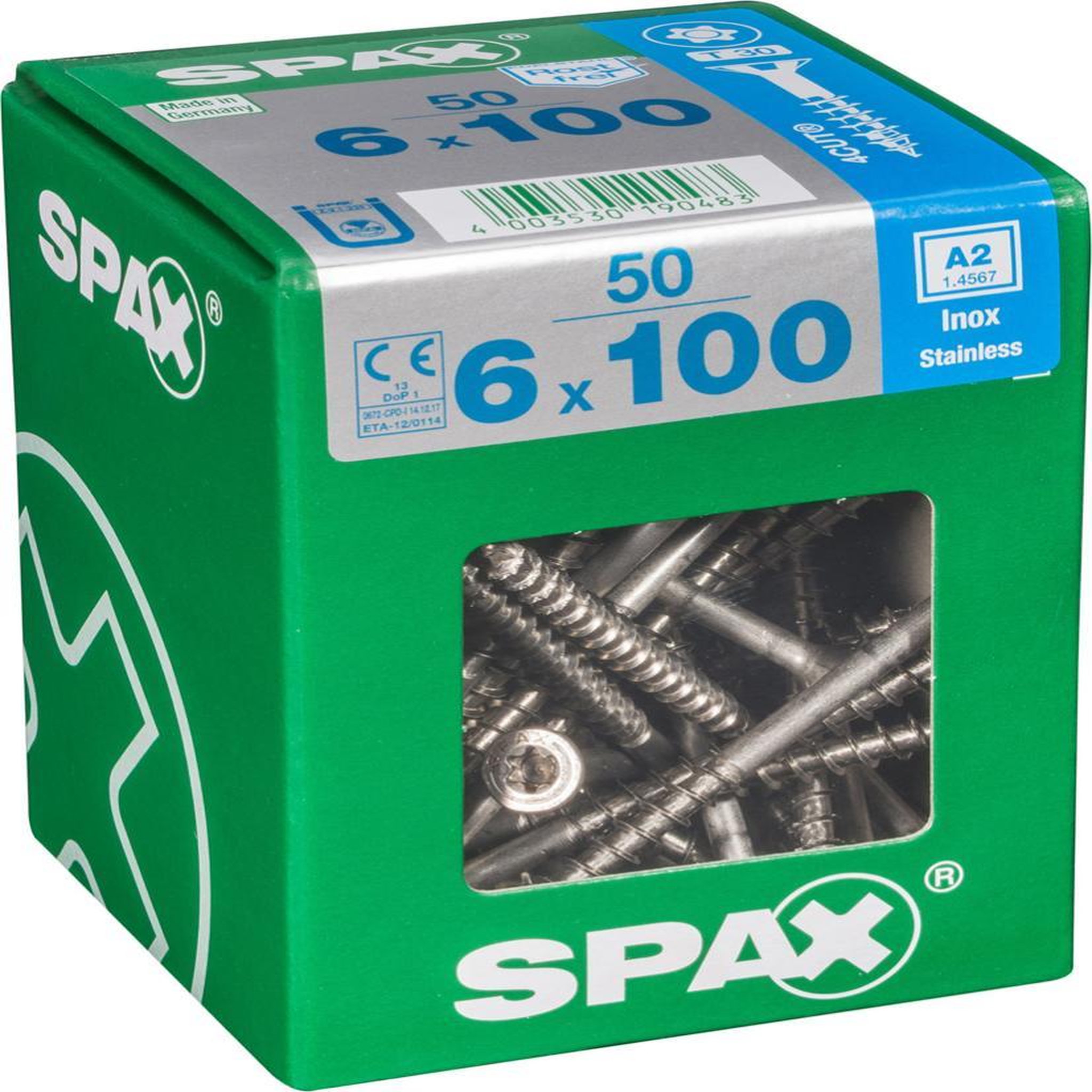 CENTRALE BRICO Lot de 50 vis inox tête fraisée torx SPAX, Diam.6 mm x L.100 mm