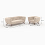 Voir la diapositive 4 : Rendez vous déco Ensemble canapé et fauteuil en velours beige 4 places-Mona