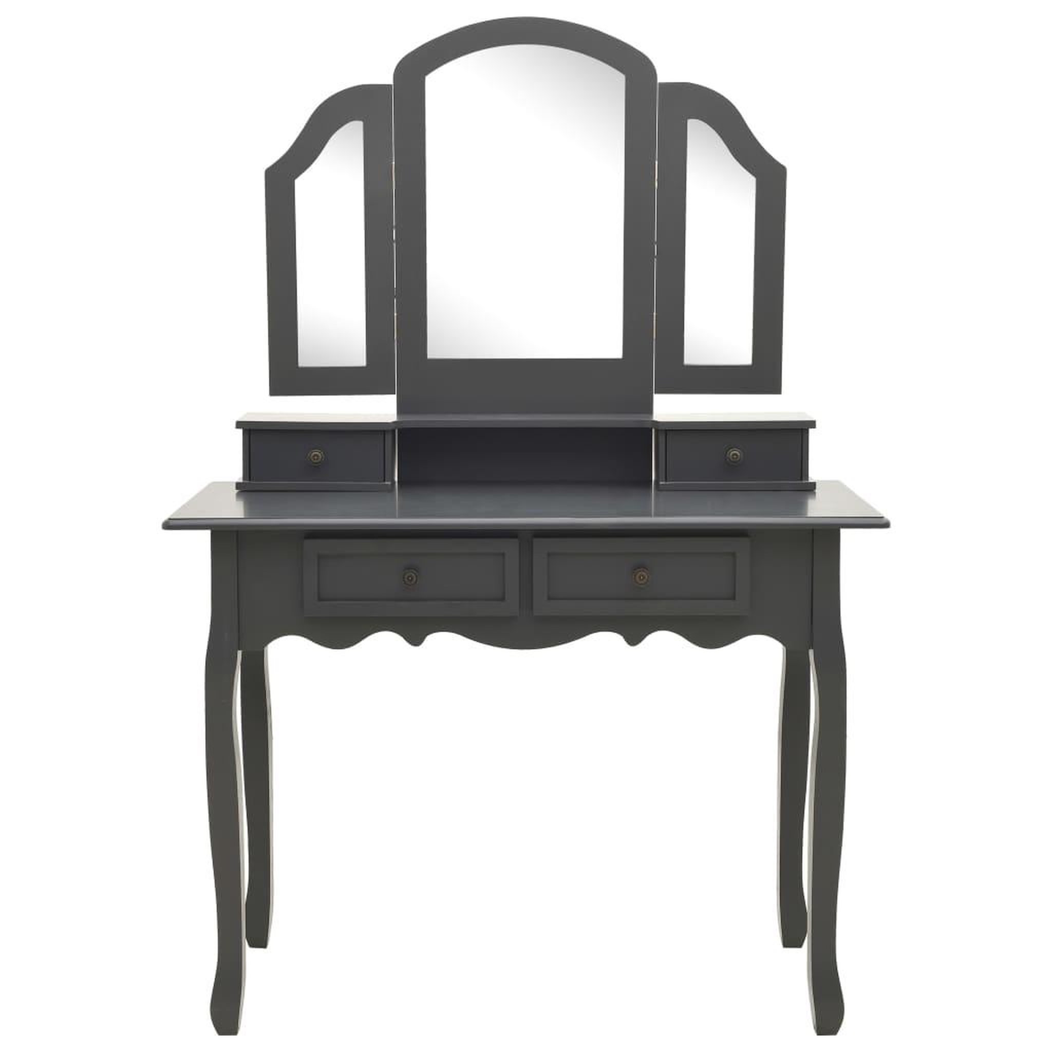 Voir la diapositive 3 : VIDAXL Ensemble de coiffeuse avec tabouret Gris 100x40x146cm Paulownia