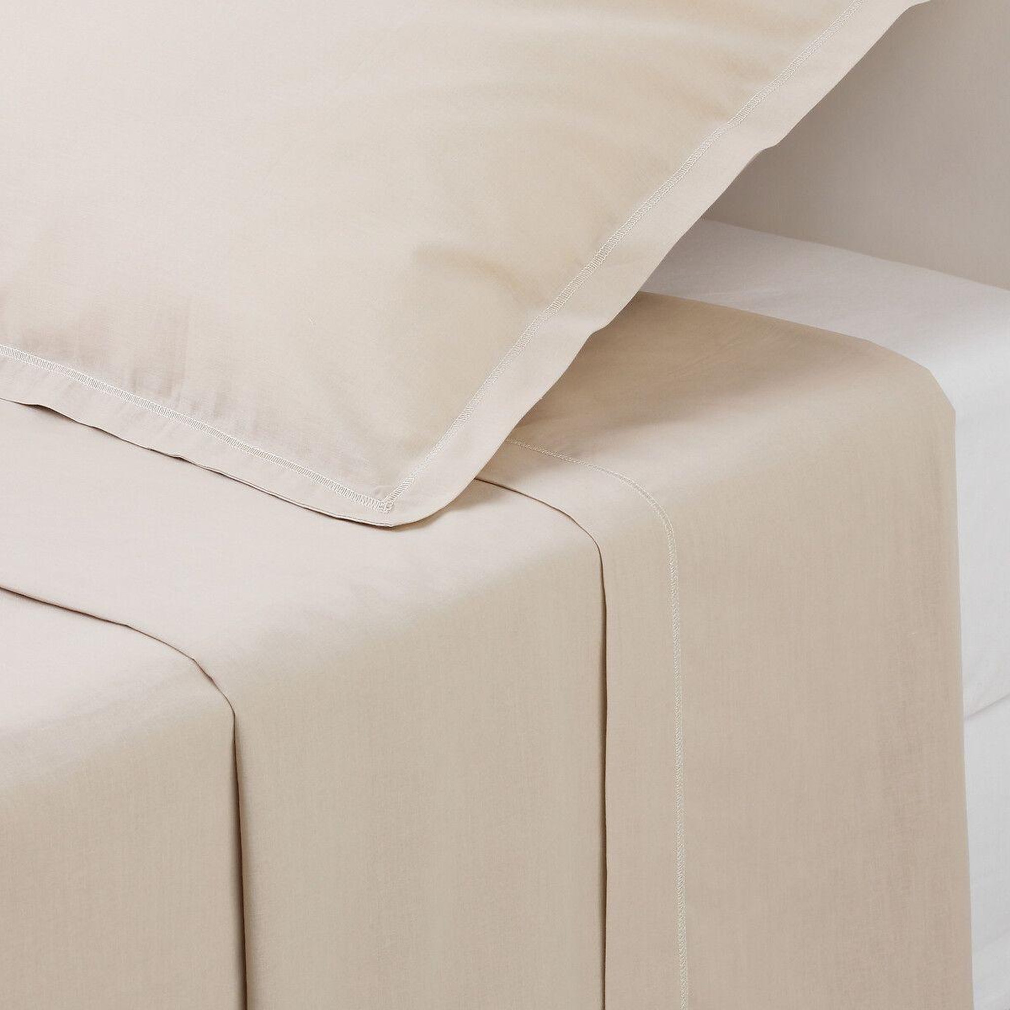 ATMOSPHERA Drap plat 1 personne  percale  180x290cm beige lin