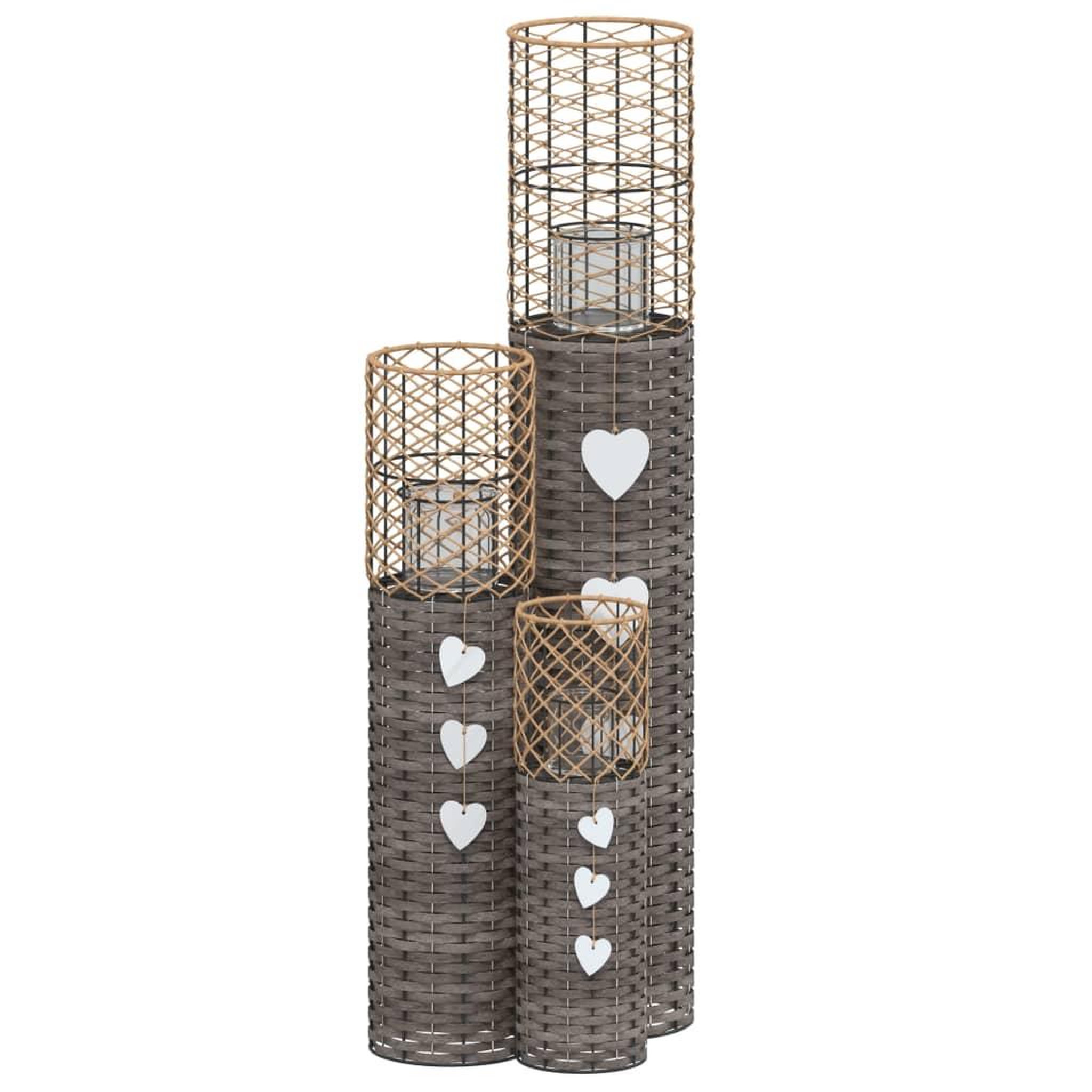 Voir la diapositive 2 : VIDAXL Bougeoirs 3 pcs gris osier