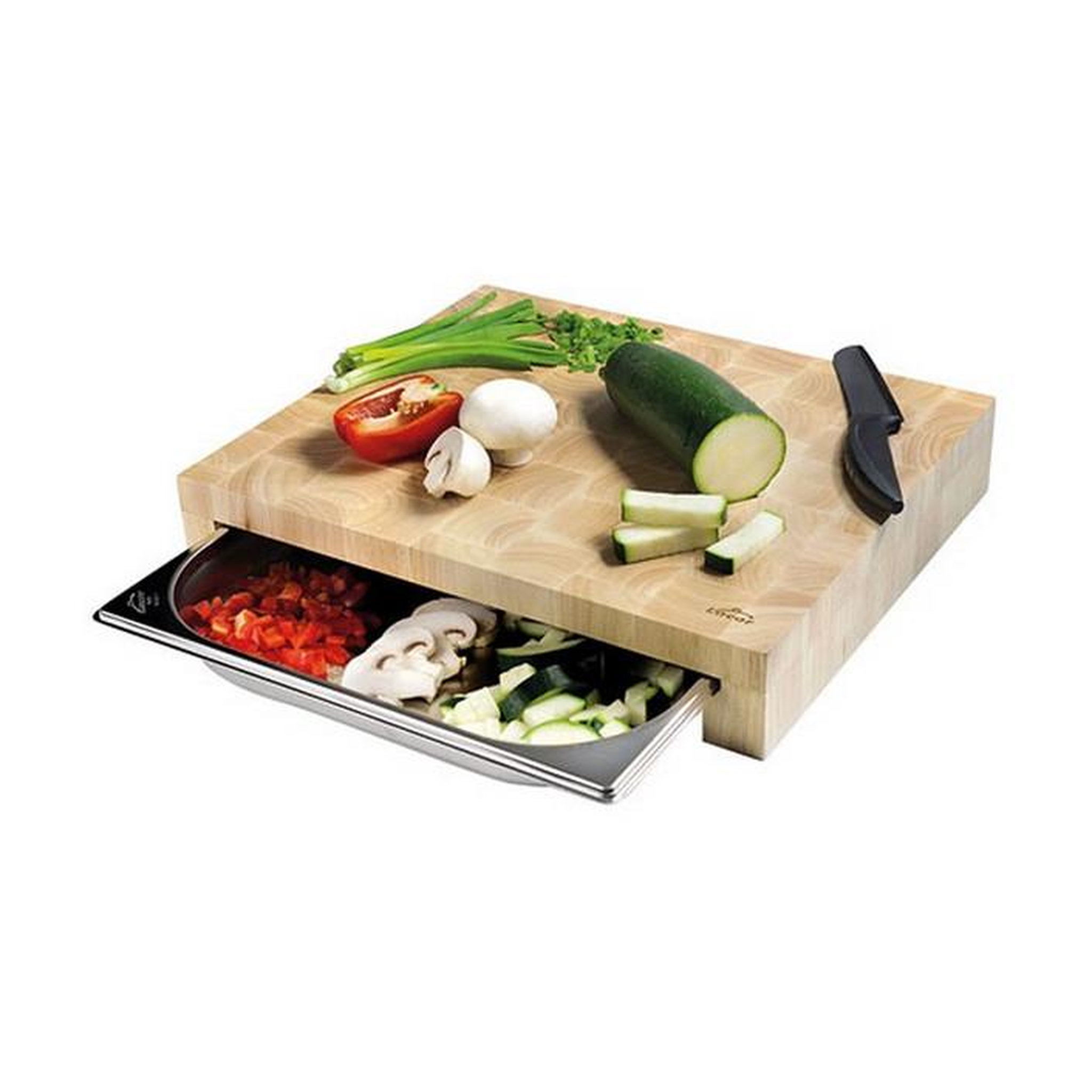 Voir la diapositive 2 : Lacor Planche à découper bois 41,5 x 34 cm + bac inox - 60592