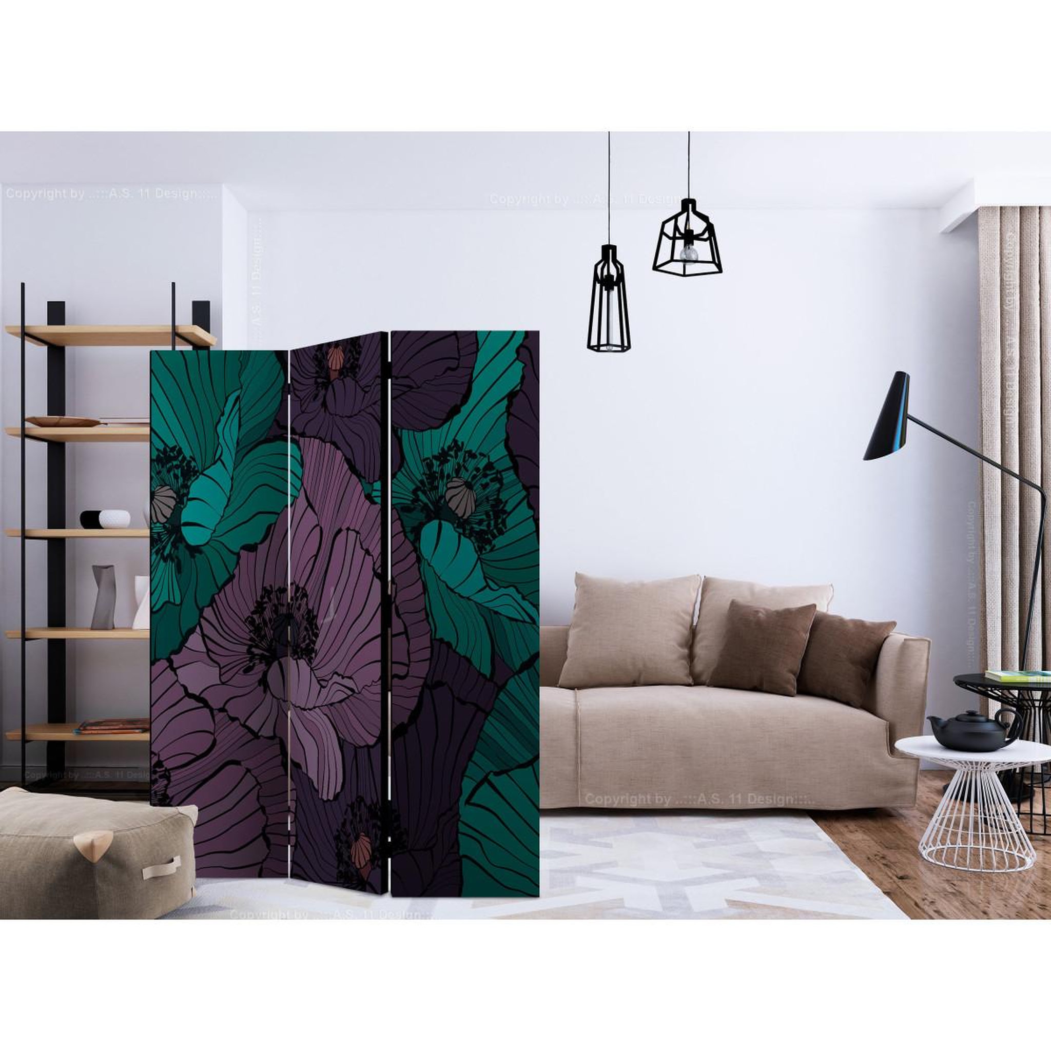 Voir la diapositive 2 : Paris Prix Paravent 3 volets  flowerbed  135x172cm