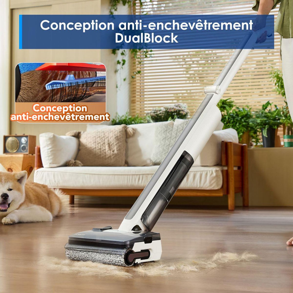 TINECO Aspirateur laveur Floor One I7 Fold Premium Blanc