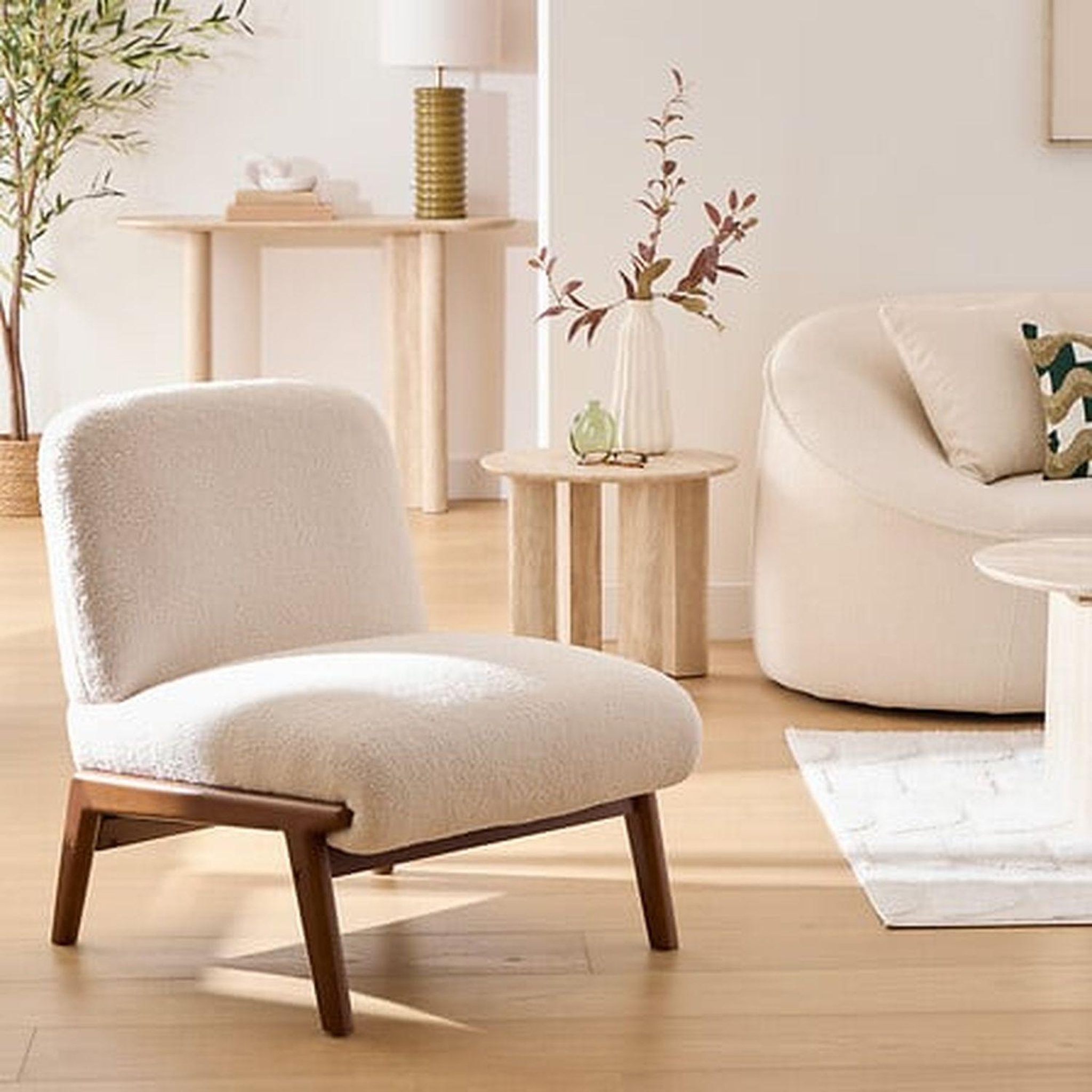 Voir la diapositive 2 : ATMOSPHERA Fauteuil en bouclette liora - ivoire