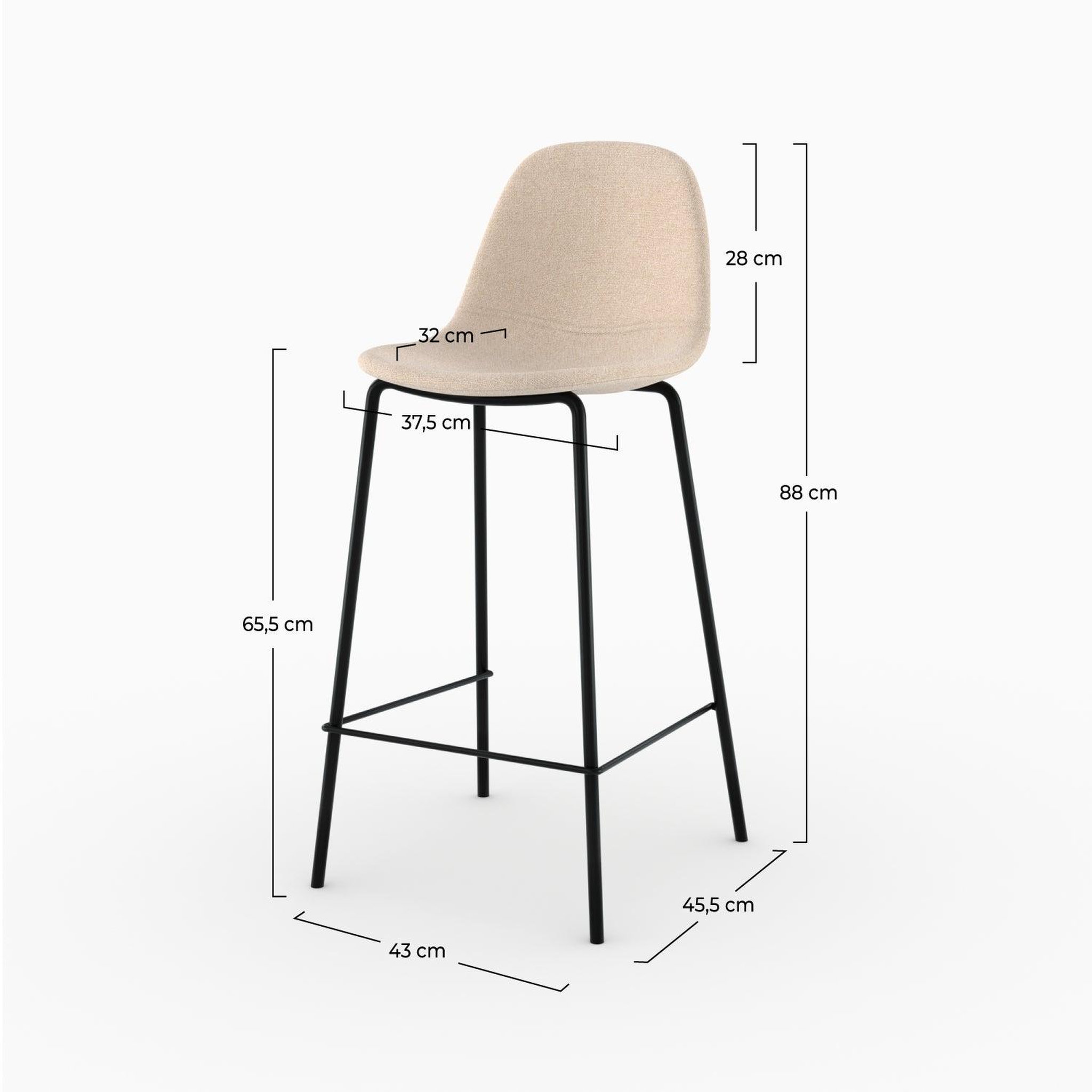 Voir la diapositive 4 : MAISON PAVANE Lot de 2 chaises pour îlot central en tissu beige 65,5 cm-henrik