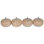 CIME Lot De 4 Pieds De Meuble Boule Fixes Hêtre Brut Blanc/Beige, 5 Cm