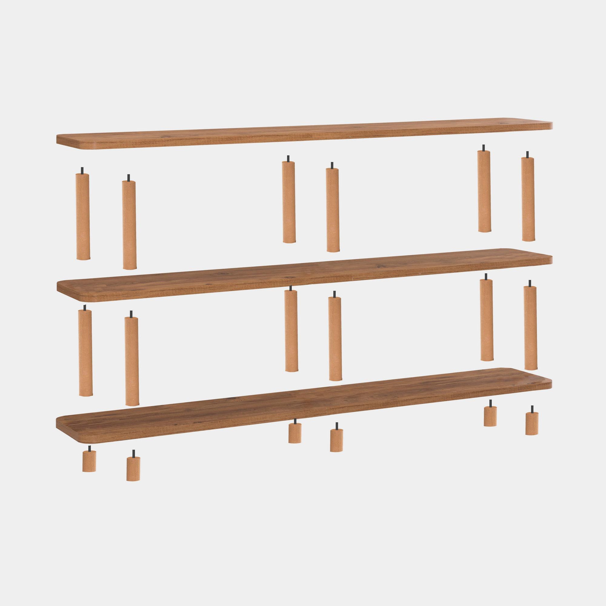 Voir la diapositive 4 : Habitat et Jardin Bibliothèque en bois  Zen  - 180 x 35 x 75 cm - Marron