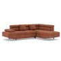 Voir la diapositive 2 : BEST MOBILIER Margaux - canapé d'angle droit 5 places convertible avec coffre et têtières réglables en velours texturé