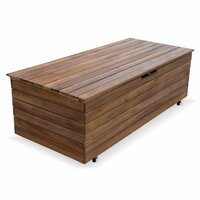 Coffre de jardin en bois 200L - Caja gris- 125x60cm rangement coussins avec  2 vérins et poignées