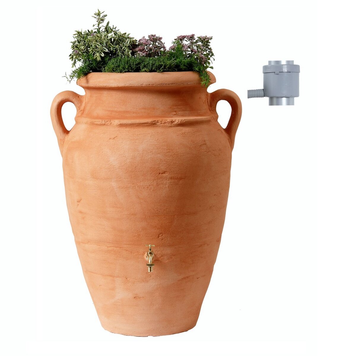 GARANTIA Récupérateur d'eau amphore aspect Terre cuite 600L avec bac à fleurs - ANTIK