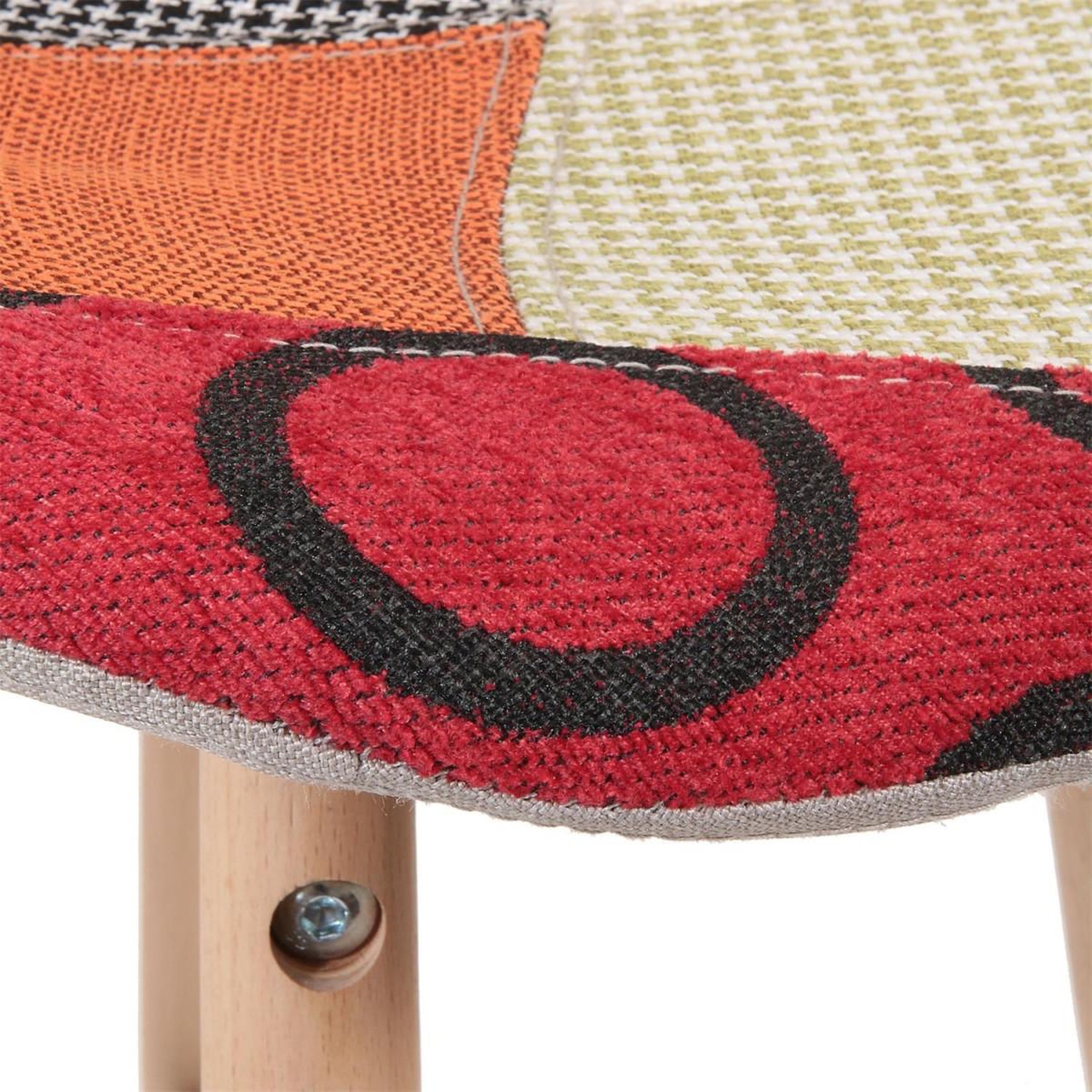 Voir la diapositive 6 : The Home Deco Factory Tabouret de bar scandinave patchwork Riga - H. 92 cm - Beige
