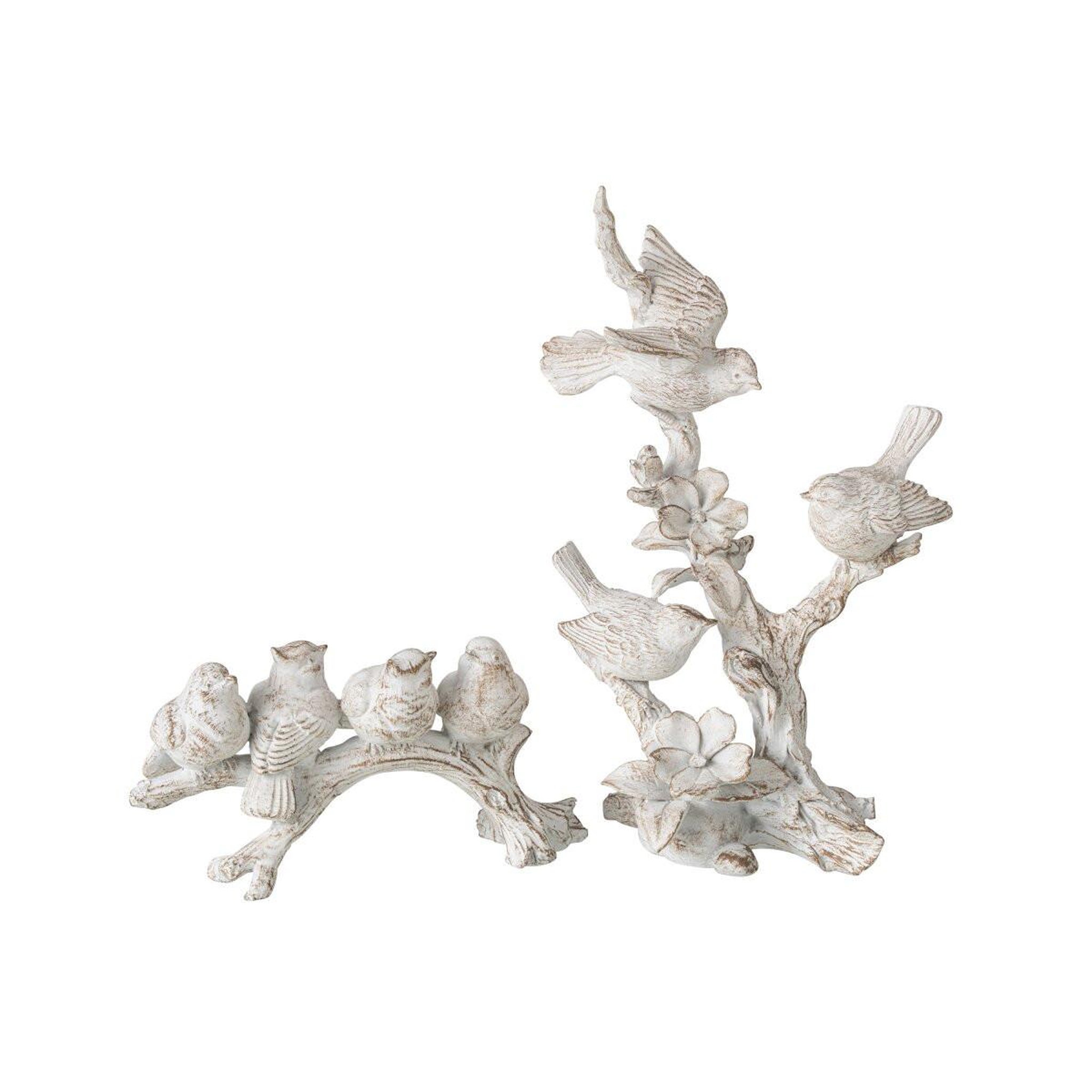 Voir la diapositive 4 : J-LINE Statuette déco oiseaux en argile  janna  37cm écru