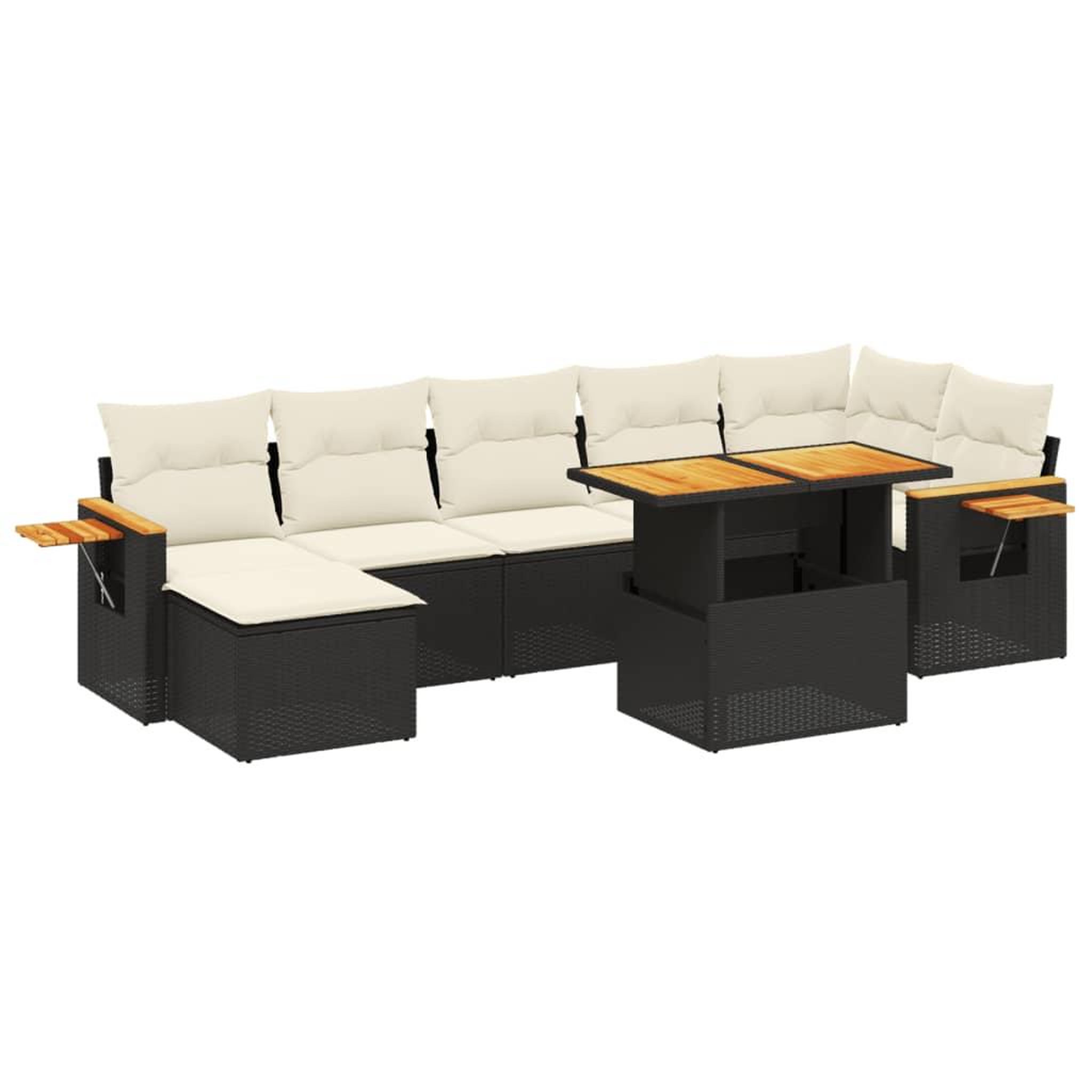 Voir la diapositive 2 : VIDAXL Salon de jardin 8 pcs avec coussins noir resine tressee