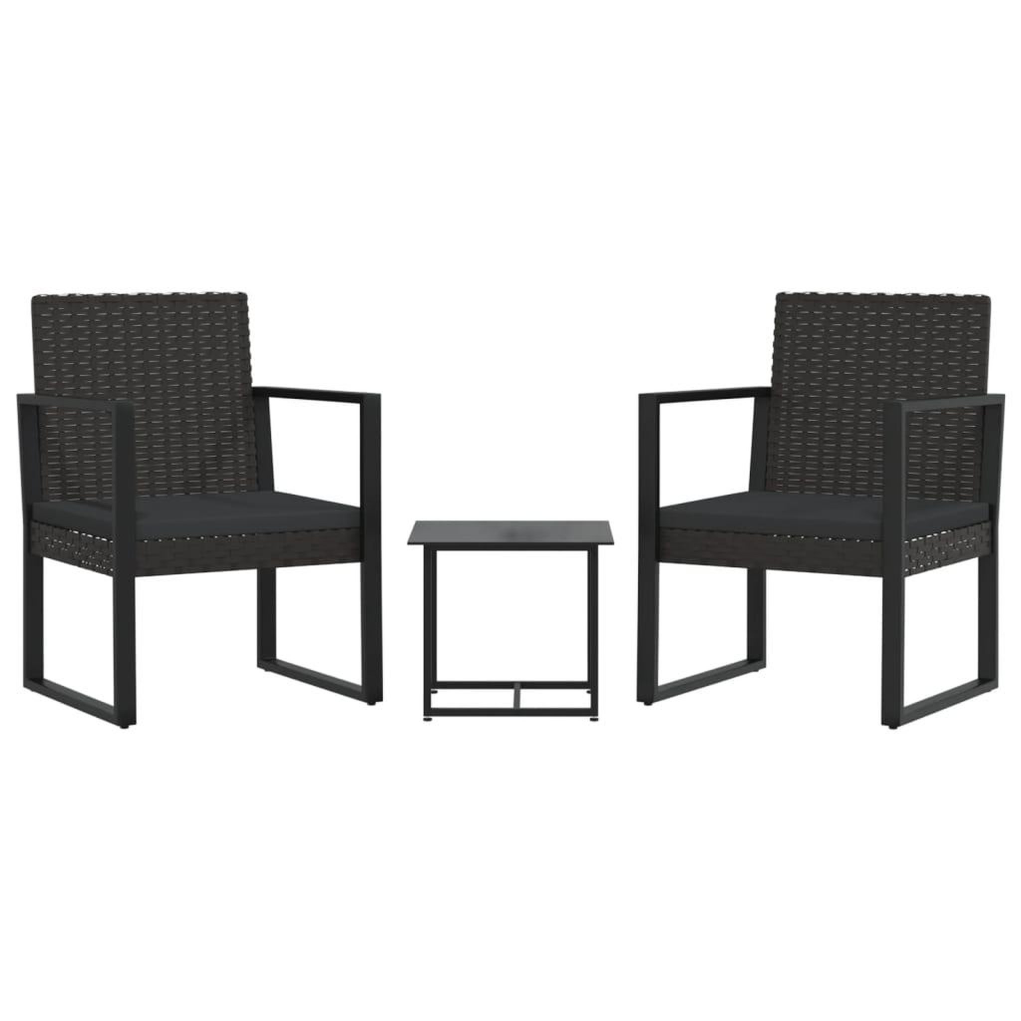 Voir la diapositive 2 : VIDAXL Salon de jardin 3 pcs avec coussins Noir Resine tressee