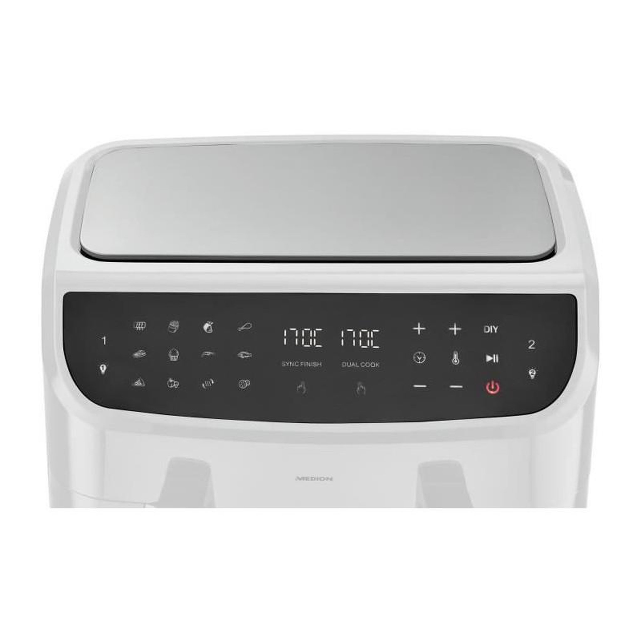 Voir la diapositive 3 : Medion Friteuse a Air Chaud - MEDION - P20 XXL Twin - 2600 W - 2 paniers - 9 programmes - Blanc