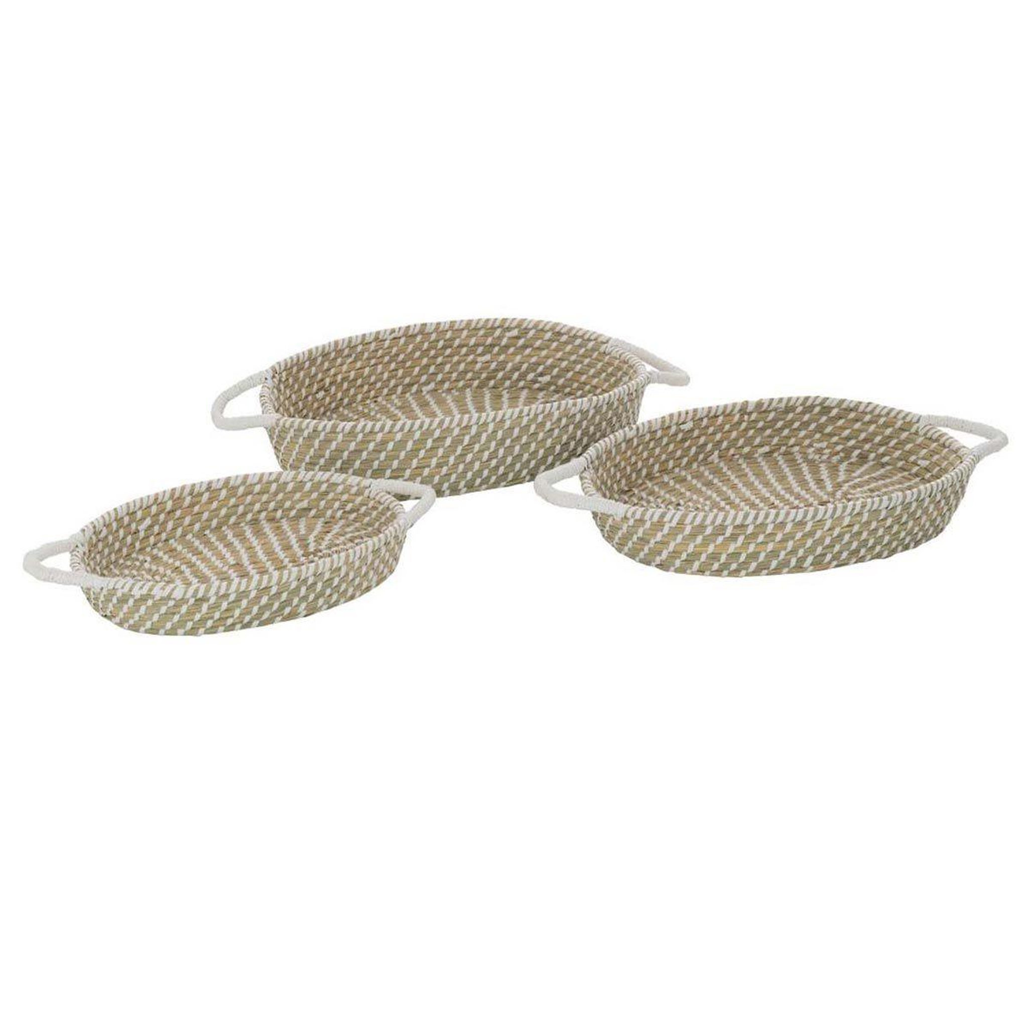 J-LINE Lot de 3 paniers déco  daren  47cm naturel & blanc