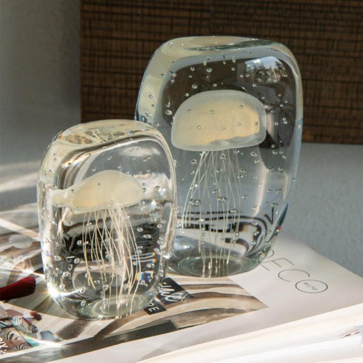 Paris Prix Presse-Papier en Verre Méduse  Calypso  15cm Beige