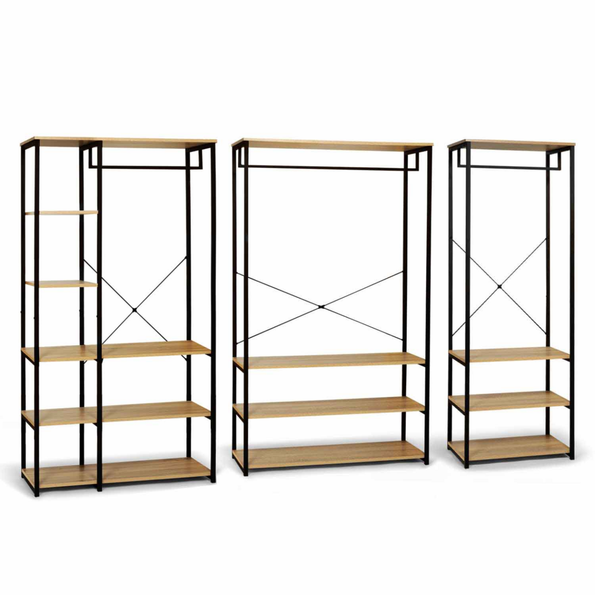 ID MARKET Dressing modulable XXL grande capacité L. 250 cm DETROIT design industriel