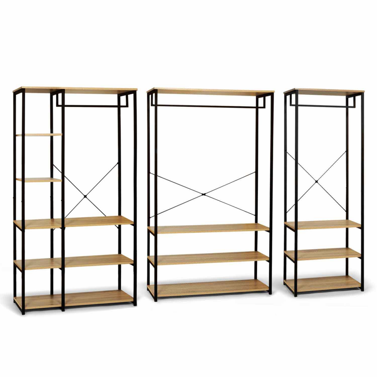 ID MARKET Dressing modulable XXL grande capacité L. 250 cm DETROIT design industriel