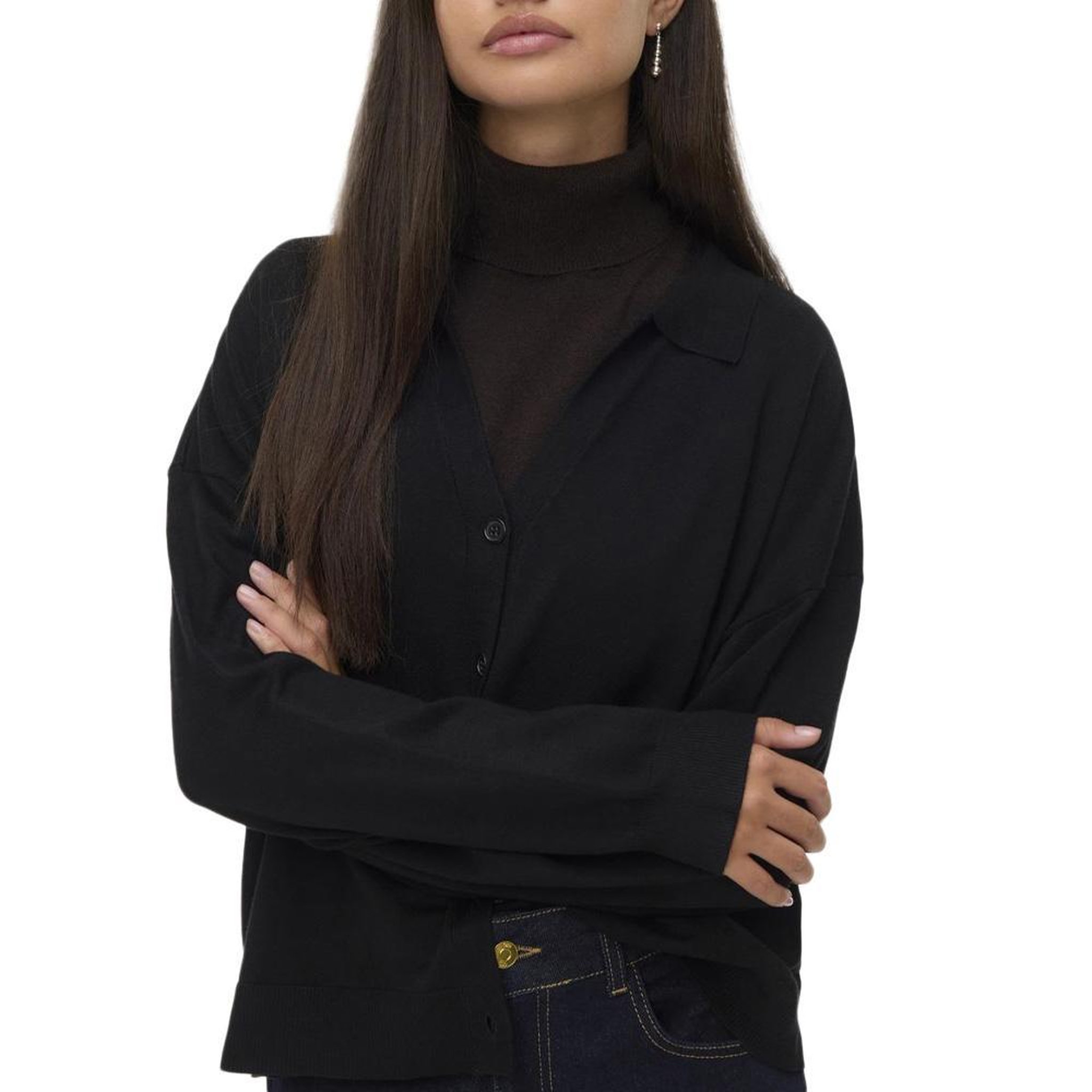 Vero Moda Pull en Maille Noir Femme Vero Moda Silla Stripe. Coloris disponibles : Noir