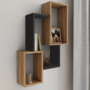 Voir la diapositive 4 : ID MARKET Etagère murale double position LOUANE bois façon hêtre et noir