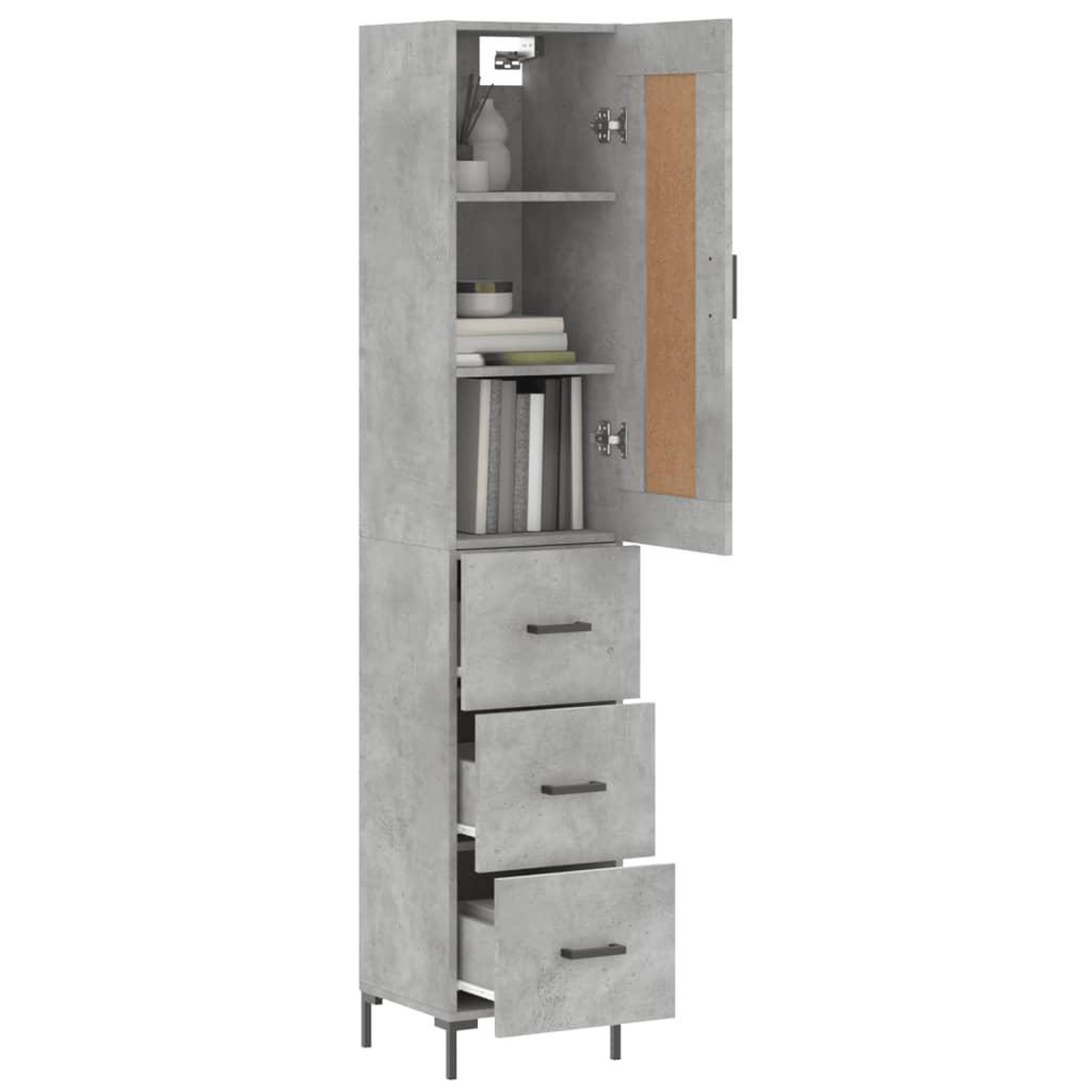 Voir la diapositive 3 : VIDAXL Buffet haut Gris beton 34,5x34x180 cm Bois d'ingenierie