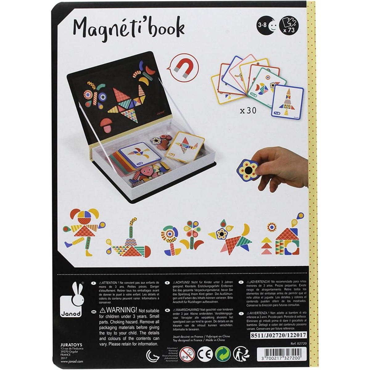 Juratoys-Janod Jeu Éducatif Magnétique Moduloform - Livre Interactif avec 30 Cartes Modèles