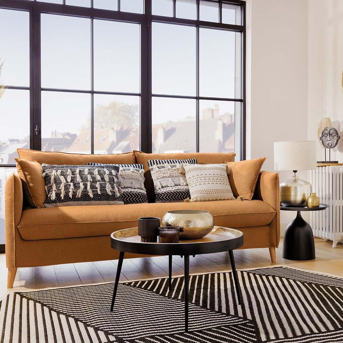 ATMOSPHERA Tapis Déco Imprimé  Teo  160x230cm Noir & Gris