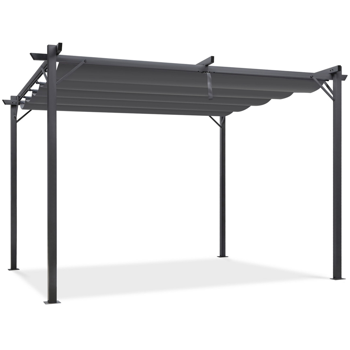 ID MARKET Pergola toit rétractable 4 pieds 3x4 M tonnelle gris anthracite