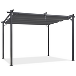 ID MARKET Pergola toit rétractable 4 pieds 3x4 M tonnelle gris anthracite
