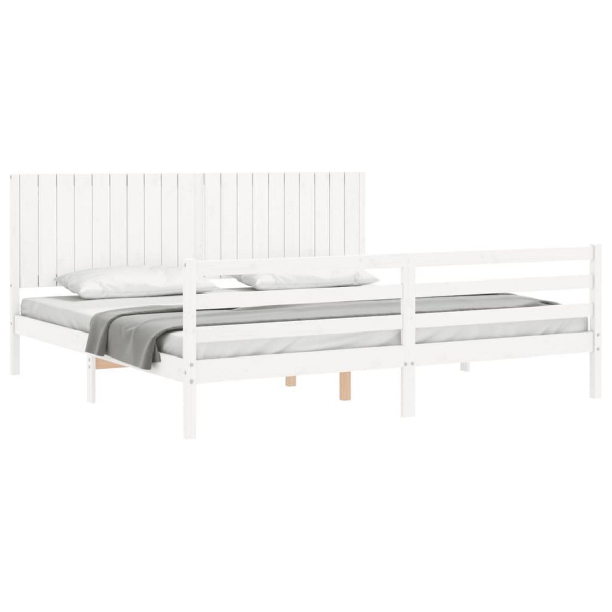 VIDAXL Cadre de lit sans matelas blanc 200x200 cm bois massif